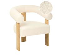 Beliani Armchair Ilbro Boucle Off-White/ Light Brown