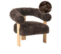 Beliani Armchair Ilbro Faux Fur Dark Brown/ Light Brown