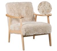 Armchair LEKNES Faux Fur Light Beige