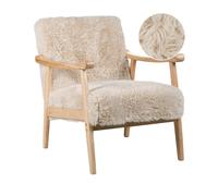 Beliani Armchair Leknes Faux Fur Light Beige