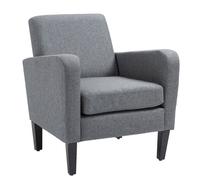 Homcom Modern Armchair Accent Chair With Rubber Wood Legs For Bedroom In Grey Grey