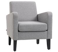 Armchair Light Grey Linen-Feel Fabric Rubber Wood Legs 66x72x74cm Compact Small