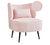 Beliani Armchair Otsby Boucle Pastel Pink