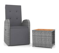 (armchair + table) vidaXL Garden Lounge Set Grey Poly Rattan & Solid Wood Acacia Multi Models