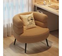 Armchair,Teddy Fabric Accent Chair with Curved Wrap Around Arms,with Soft Sponge Padded Seat,Comfortable Vanity Chair,for Bedroom Dressing Table,Reading Corner and Living Room Decor J,67CM