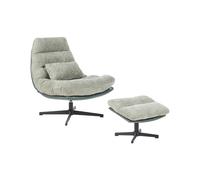 Armchair TOVIK with Footstool Fabric Light Green