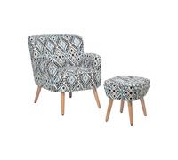Armchair TUMBA with Footstool Fabric Multicolour