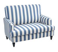 Armchair Velvet Blue 115x82x82cm Extra-Large Seat Striped Turned Legs 12cm seat
