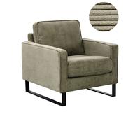 Beliani Retro Corduroy Armchair Green Vind