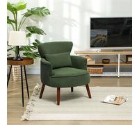 HOMCOM Armchair with Padded Seat and Backrest for Living Room, Green, Green