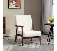Boucle Accent Chair Armchair W/ Wide Seat for Living Room Bedroom HOMCOM White One Size