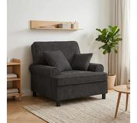 Armchair XL with Cushions 90 x 100 x 92 cm Dark Grey 1.5 Lines Fabric