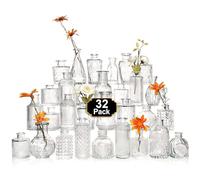 Arme Glass Bud Vase Set of 30 Pcs，Small Glass Vases for Flowers，Clear Bud Vases in Bulk，Vintage Vases for Centerpieces，Small Glass Bud Vase for Rustic Wedding Decorations，Home Table Flower Decor