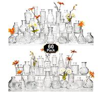 Arme Glass Bud Vase Set of 60 Pcs, Small Clear Glass Bud Vases in Bulk for Flowers, Rustic Wedding Centerpieces and Vintage Decorations, Perfect for Home, Table and Events with Elegant Design