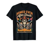 Armed Even After Death Patriotic Skeleton Día de Los Muertos T-Shirt