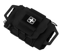 Armed First Aid Kit, Black Nylon IFAK with One-Hand Access, Rapid Deploy Med Roll Carrier, Detachable Pouch with Hook & Loop Panel, Elastic Cord