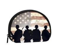 Armed Forces Day American Pattern Coin Purse Personalized Coin Bag for Women Men Change Purse Small Wallets with Zipper Mini Shell Coin Pouch Outdoor Shopping Change Storage Bag Handbags Gifts