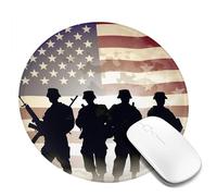 Armed Forces Day American Pattern Round Mouse Pad 8 Inch, Comfort Gaming Mousepad, Stitched Edge Non-Slip Rubber Base, Waterproof Computer Mousemat Washable Laptop Mousepads for Home Office