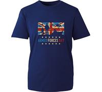 Armed Forces Day T-Shirt British Veteran Armed Forces Lest We Forget UK Flag Unisex Gift Tee Top (Navy, 4XL)