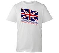 Armed Forces Day Veterans Support UK T-Shirt, British Flag Military Support Graphic Tee, Patriotic Army Navy RAF Gift for Men Women (White, 3XL)