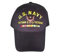 Armed Forces Depot U.S. Navy Vietnam Veteran with Ribbons Baseball Cap hat. Navy Blue, Blue, One size