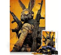 Armed Rabbit Warrior 1000 Pieces Puzzles for Adults Strong Logic Tight Connection Joyful Challenge Thoughtful Gift (38x52cm)