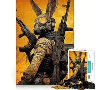 Armed Rabbit Warrior 1000 Pieces Puzzles for Adults Strong Logic Tight Connection Joyful Challenge Thoughtful Gift (38x52cm)