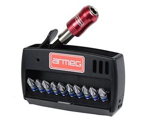 ARMEG Quick Release 1/4" Screwdriver Bit Holder & IMPACT 10 Pz2 Bits,SDBSET11PZ2