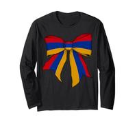 Armenia Armenian Pride Flag Girl Coquette Bow Ribbon Long Sleeve T-Shirt
