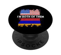 Armenia Flag America USA I'm Both Of Them Armenian Roots PopSockets Adhesive PopGrip