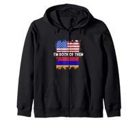 Armenia Flag America USA I'm Both Of Them Armenian Roots Zip Hoodie