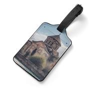 Armenian Church Luggage Tags, Durable PU Leather Luggage Name Suitcase Tags with Information Card, Secure Strap ID Labels for Baggage Travel Essentials for Men Women