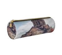 Armenian Church Pencil Case Leather Pencil Pouch Portable Stationery Organizer Pencil Holder Makeup Bag with Zipper Closure