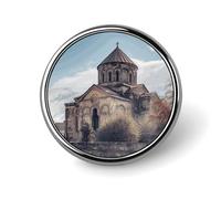 Armenian Church Round Badge Personalized Lapel Brooch Lightweight Durable Tinplate Badge for Hat Clothes Backpack Pins Decor, Circular, Aluminum, aluminum alloy