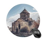 Armenian Church Round Mouse Pad, Non-Slip Rubber Base Waterproof Washable, Computer Mouse Mat for Office Gaming Studying, Premium-Textured Durable Portable Circle Mousepad for Desktop PC Notebook