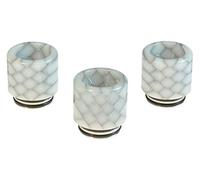 Armerah Anti Spit Back Snakeskin 810/510 Drip Tip eCig Mouthpiece Resin/Steel 3 Pack White