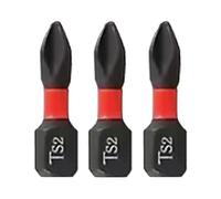 Armerah Hex Impact Screwdriver Bits Phillips Magnetic TS2 Steel 1/4" 6.35mm PH2 25mm 3 Pack