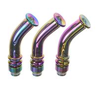 Armerah Pipe Stem XL 510 Drip Tip eCig Mouthpiece Medium Glass/Curved Rainbow 3 Pack