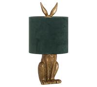 arminian hare table lamp in antique gold with green shade
