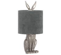 arminian hare table lamp in antique silver with grey shade