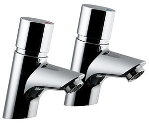 Armitage Shanks Avon 21 push button self-closing basin pillar taps in chrome. B8267AA