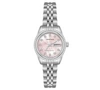 Armitron Women's Genuine Crystal Accented Day/Date Function Bracelet Watch, 75/2475,Silver/Pink