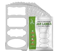 Armiz 100 Pcs Jam Jar Labels White Sticky Labels for Jars Perfectly Sized (8 x 4 cm) - Self Adhesive Easy Peel Off Food Labels Stickers Leaves No Residue