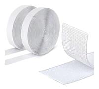 ARMIZ Hook and Loop Tape Self Adhesive, Extra Strong, 5m Sticky Back Fastening Tape, 50 mm Wide, Double-Sided Strip Tape (White)