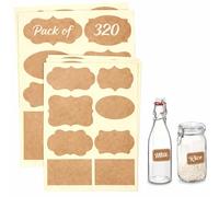 Armiz Kraft Jar Labels-320-Piece Labels Stickers - Self Adhesive Removable Stickers Ideal for Kitchen Jars, Bottles & Containers