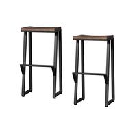 Armless Bar Stool Set with Padded Seat and Metal Base for Dining and Lounge