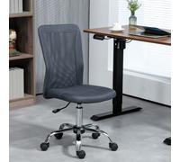 Vinsetto Armless Office Chair with Adjustable Height Mesh Back Wheels White - Dark Grey