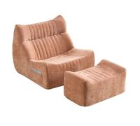 Armless Lounge Chair with Ottoman, Stylish Chenille Sofa, Comfortable Density Foam Cushioning for Living Room Furniture, Modern Accent Seating