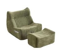 Armless Lounge Chair with Ottoman, Stylish Chenille Sofa, Comfortable Density Foam Cushioning for Living Room Furniture, Modern Accent Seating