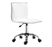 Armless Mid-Back Adjustable Office Chair 360 Swivel Ergonomic White HOMCOM